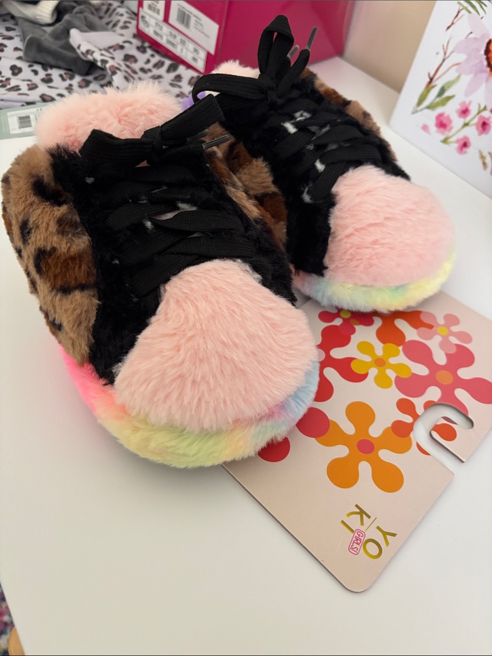 Kids Plush Fashion Sneakers - Pink Multi Color